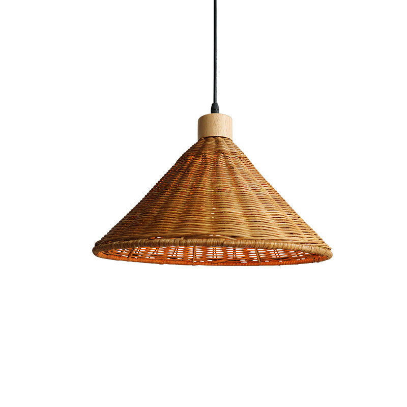 Brown Rattan Basket Pendant Lighting Fixture - Cueteks