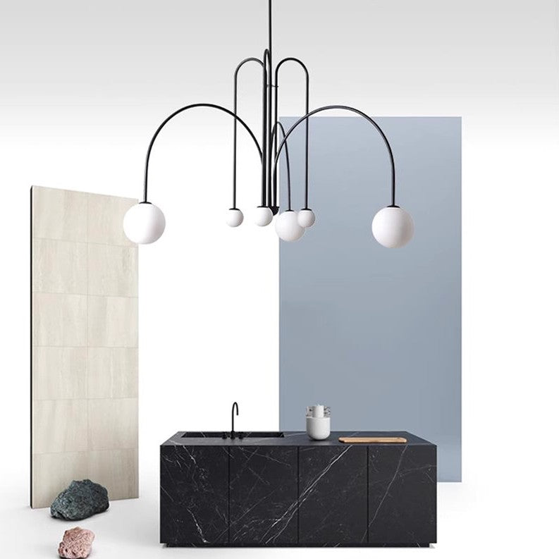 Art Deco Glass Ball Chandelier - Cueteks
