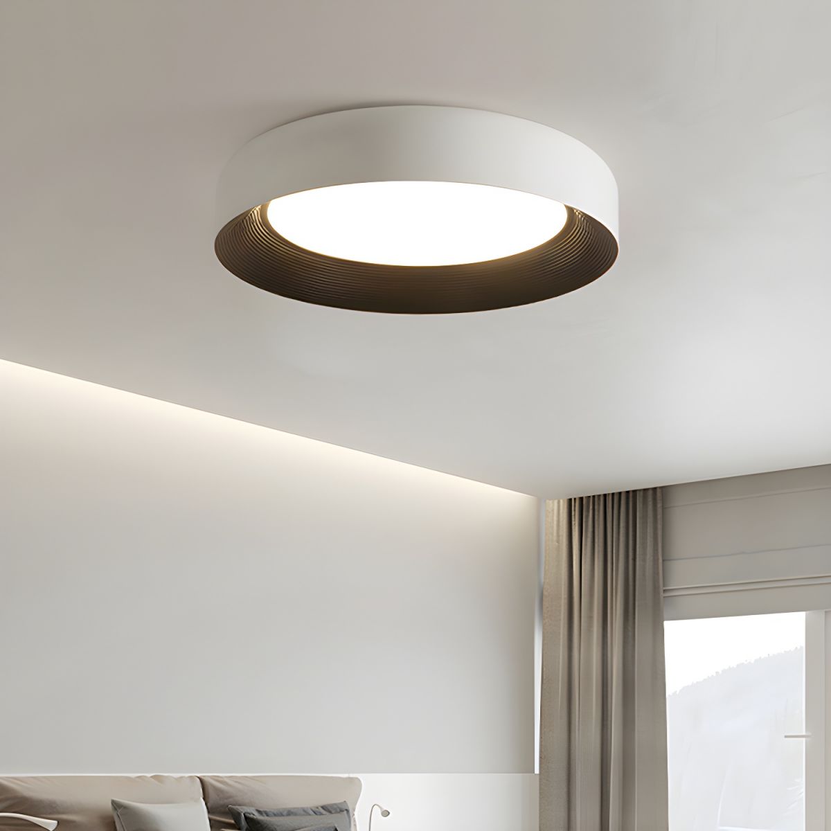 Modern LED Metal Ceiling Lamp Flush Mount Black Ceiling Light - Cueteks