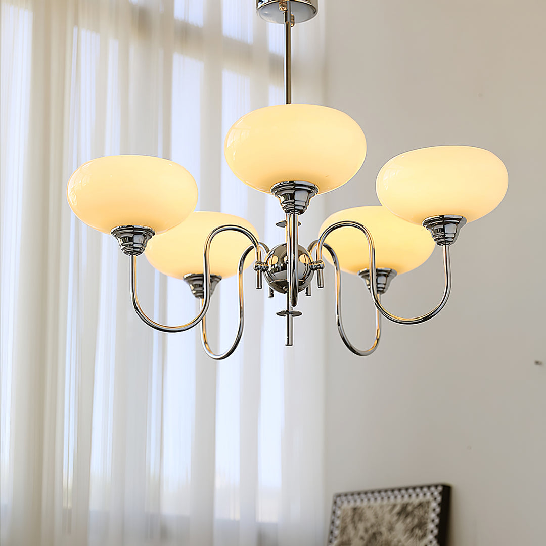 Vintage Creamy Persimmon Glass Chandelier - Cueteks