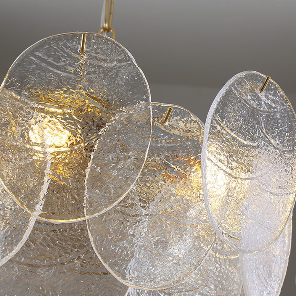 Glass Disc Pendant Light Large Ice Glass Chandelier - Cueteks