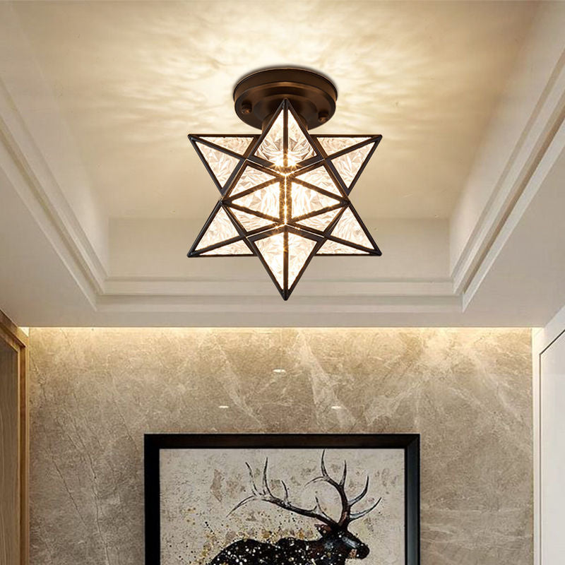 Modern Star Metal Shade Semi Flush Ceiling Light - Cueteks