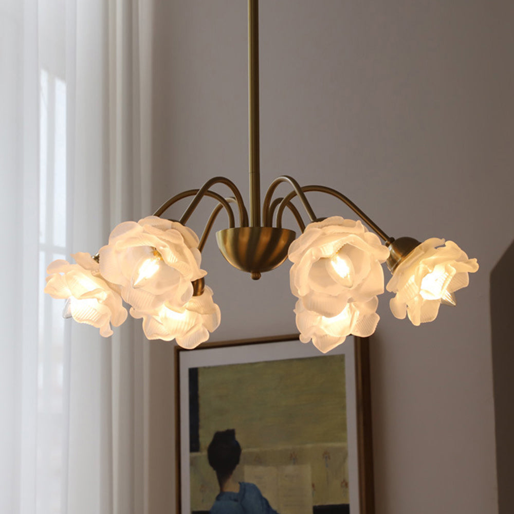 Modern French Retro Copper White Chandelier - Cueteks