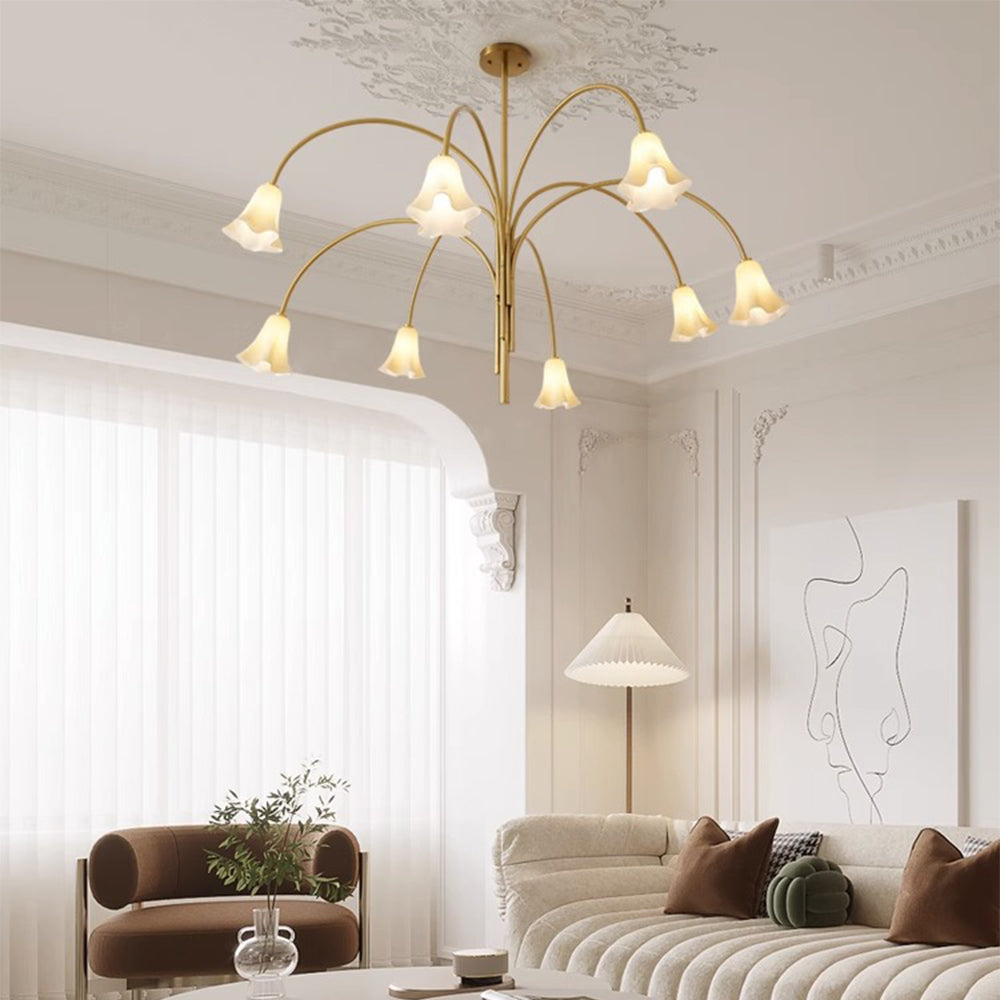 French Vintage Glass Flower Bedroom Chandelier Bauhaus Chandeliers - Cueteks
