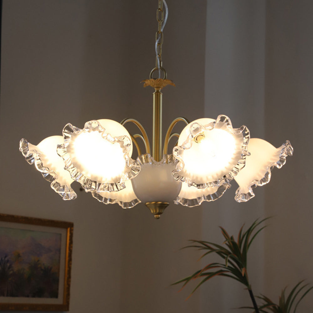 Large Flower Shape Copper Ceiling Chandelier - Cueteks
