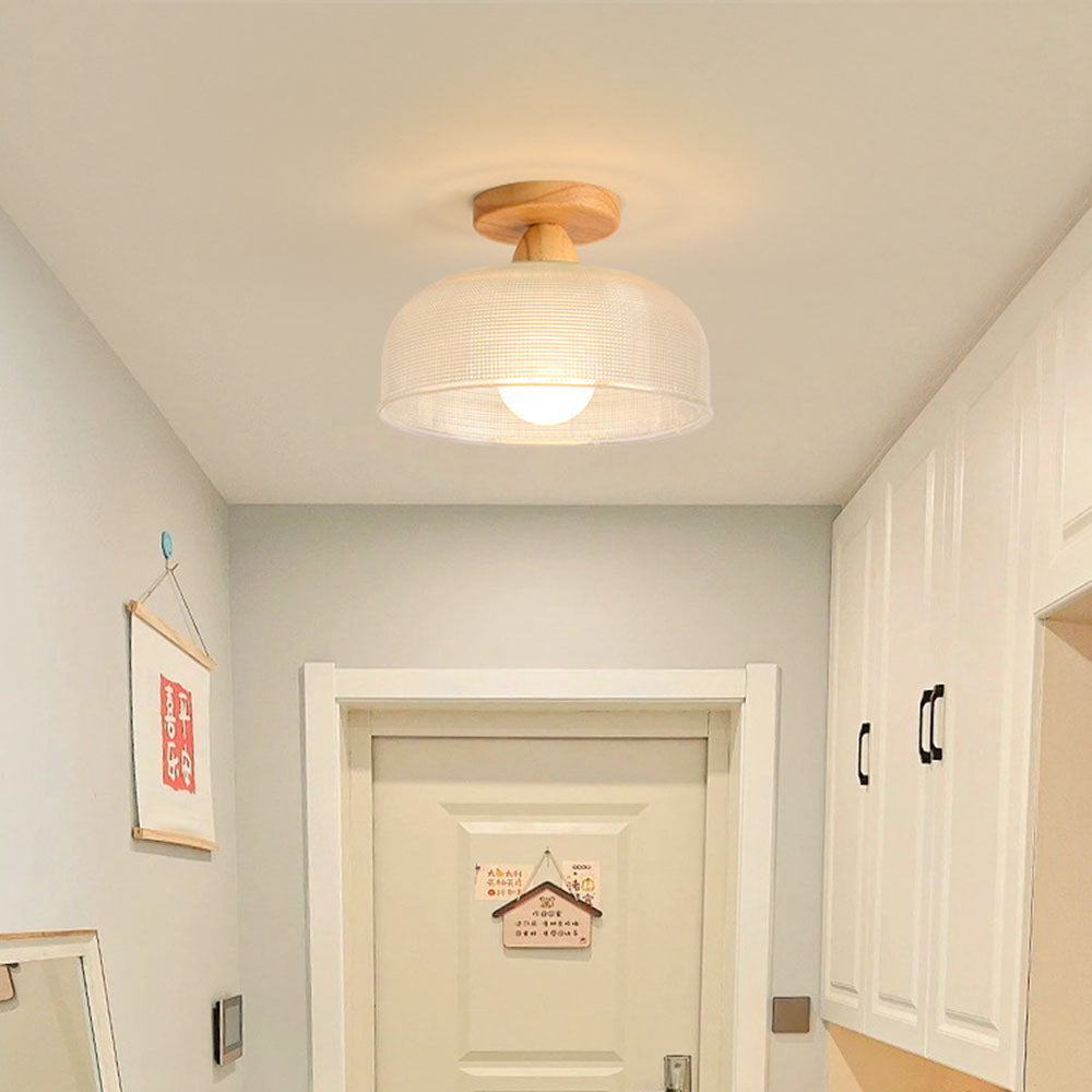 Vintage Solid Wood Glass Ceiling Lamp - Cueteks