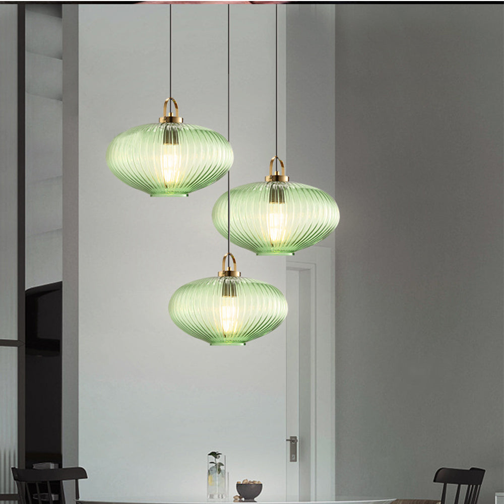 Retro Green Lantern Glass Pendant Lamp - Cueteks