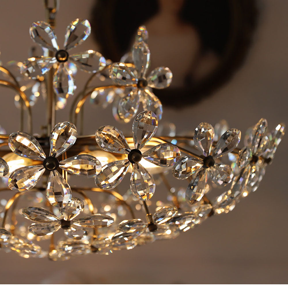 Luxury Crystal Bouquet Brass Chandeliers - Cueteks