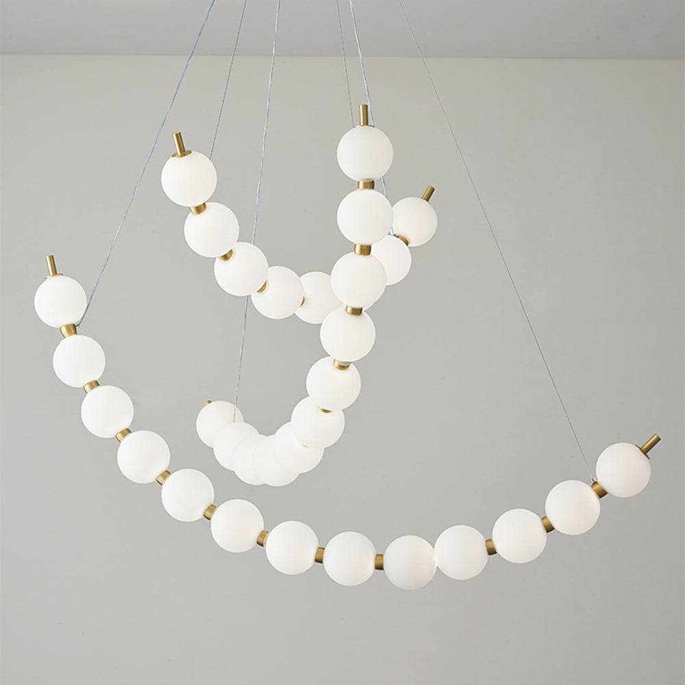 Unique Pearl Design White Ball LED Necklace Chandelier - Cueteks