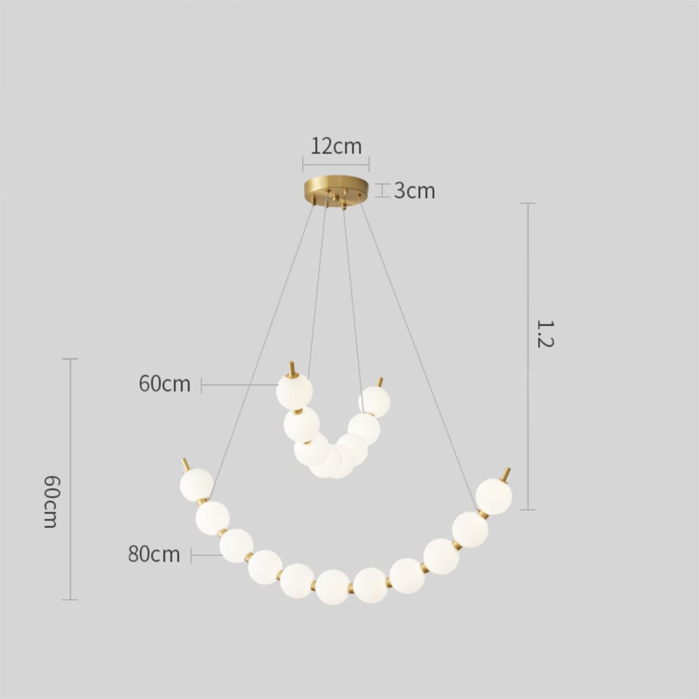 Unique Pearl Design White Ball LED Necklace Chandelier - Cueteks