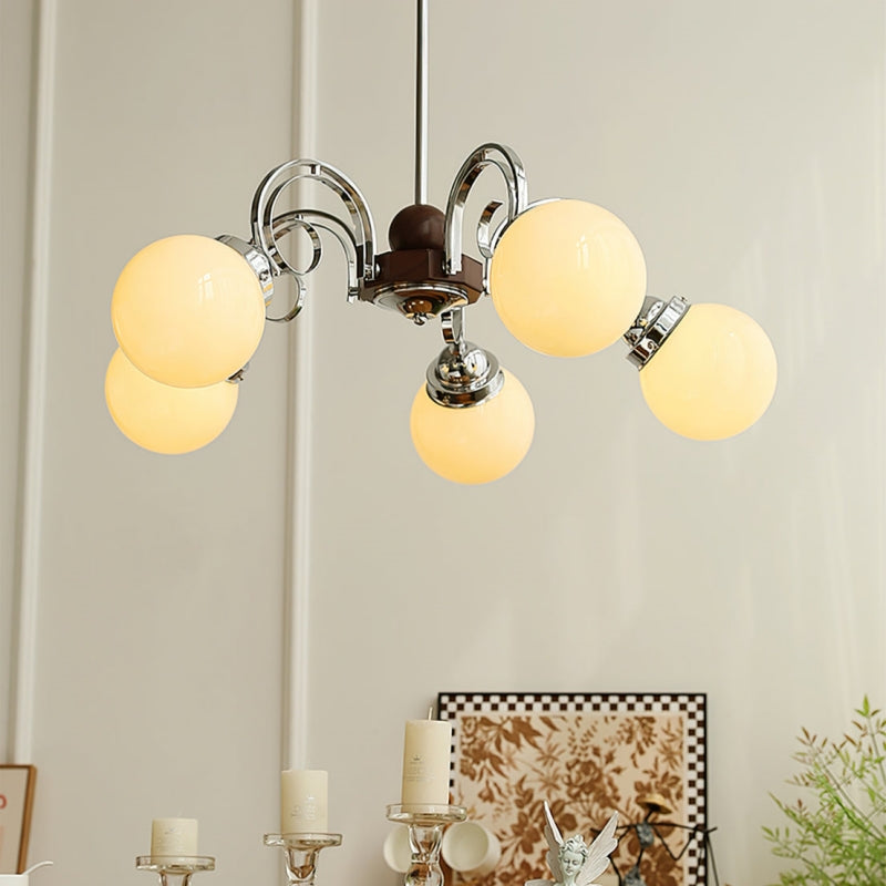 Vintage Kotter Cream Glass Chandelier - Cueteks