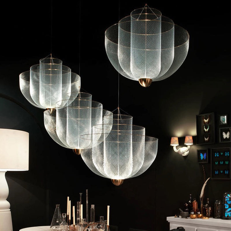 Opulent Metal Grid Pendant Light - Cueteks