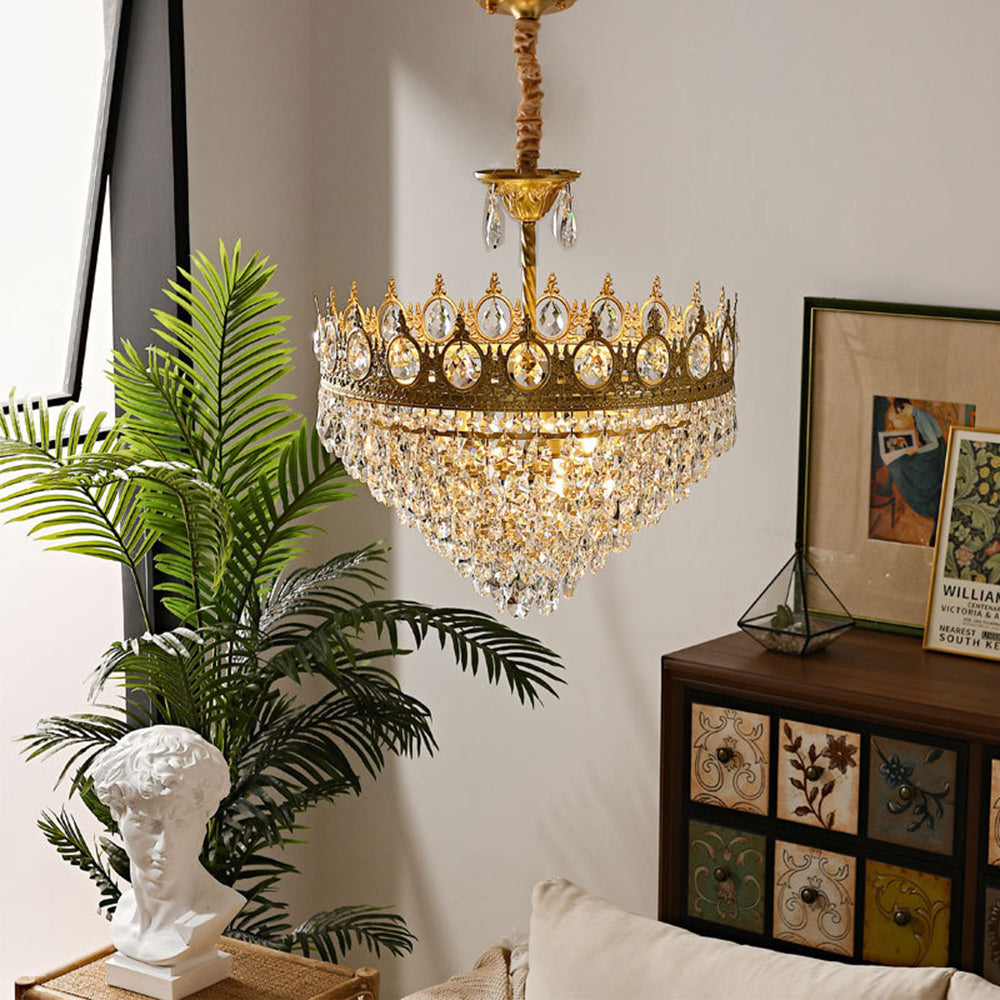 Retro French Gold Crystal Chandelier - Cueteks