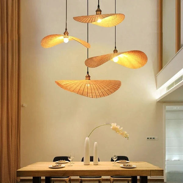Handmade Natural Bamboo Wicker Pendant Lamp For Living Room - Cueteks