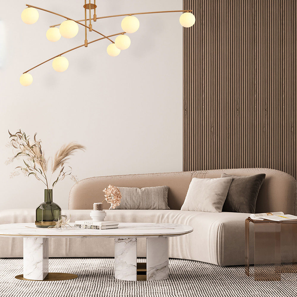 Modern Nordic Glass Ball Semi Flush Chandelier - Cueteks