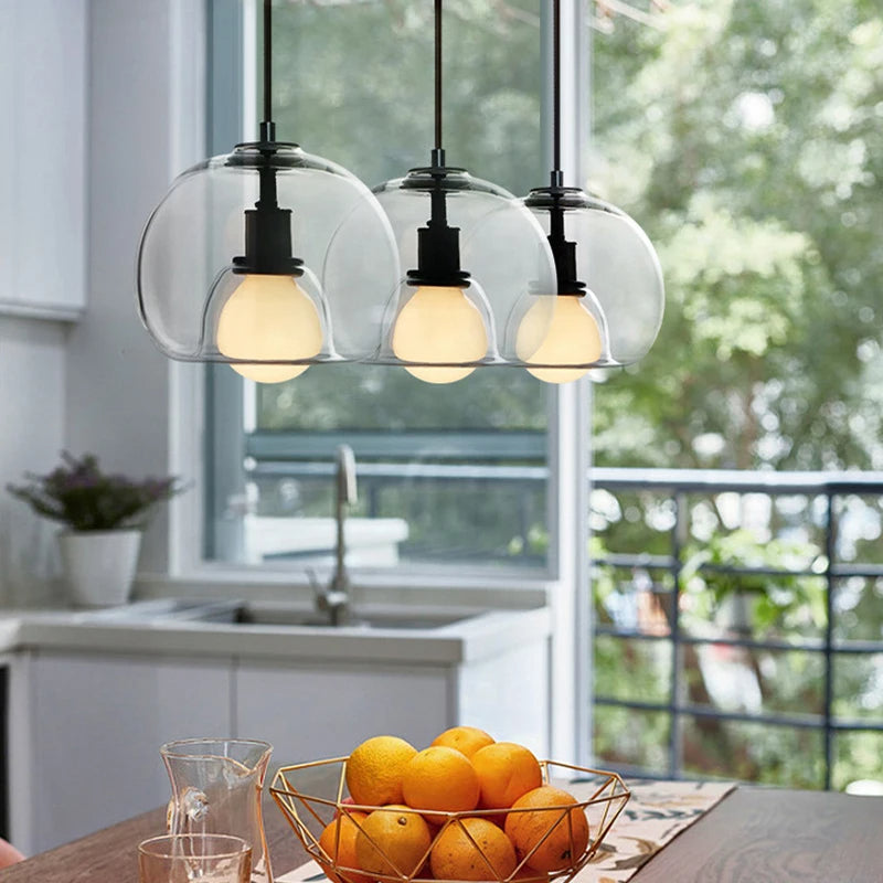 Handblown Stained Glass Orb Pendant Light Lampshade - Cueteks