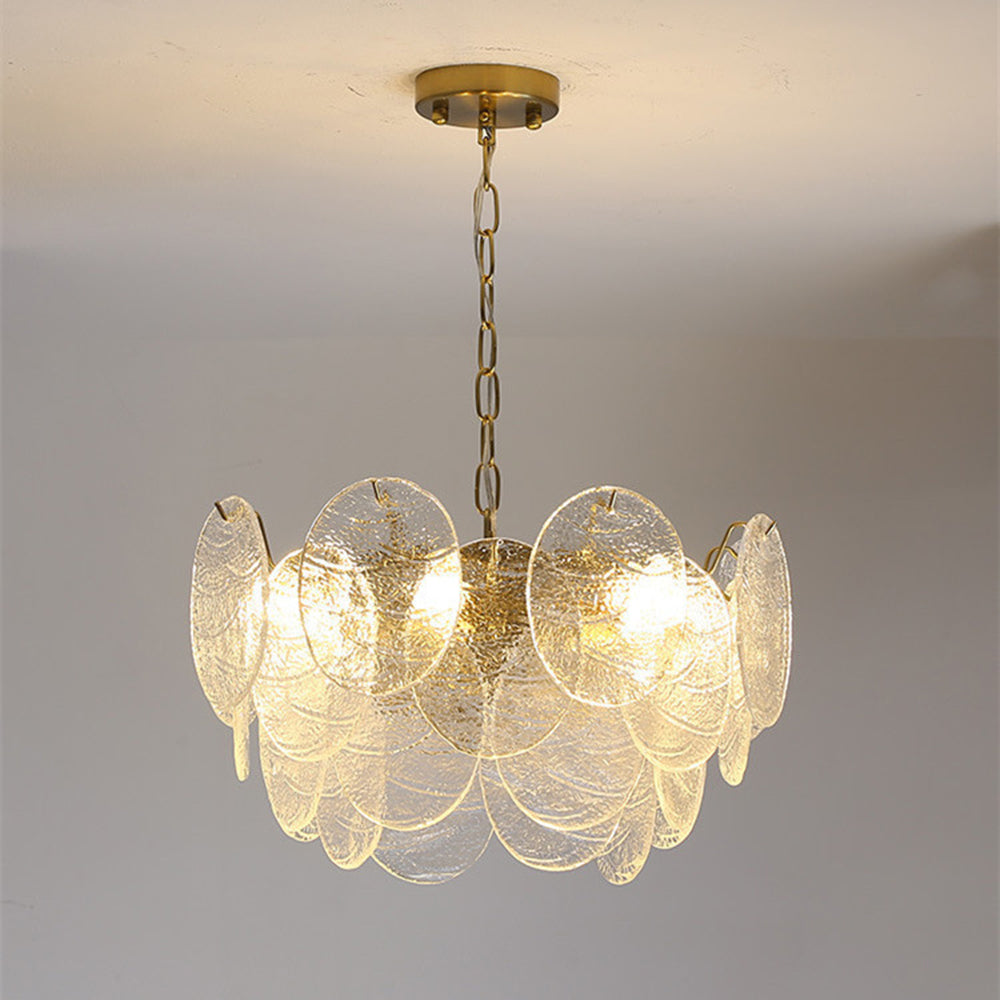 Glass Disc Pendant Light Large Ice Glass Chandelier - Cueteks