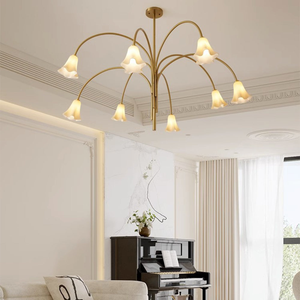 French Vintage Glass Flower Bedroom Chandelier Bauhaus Chandeliers - Cueteks