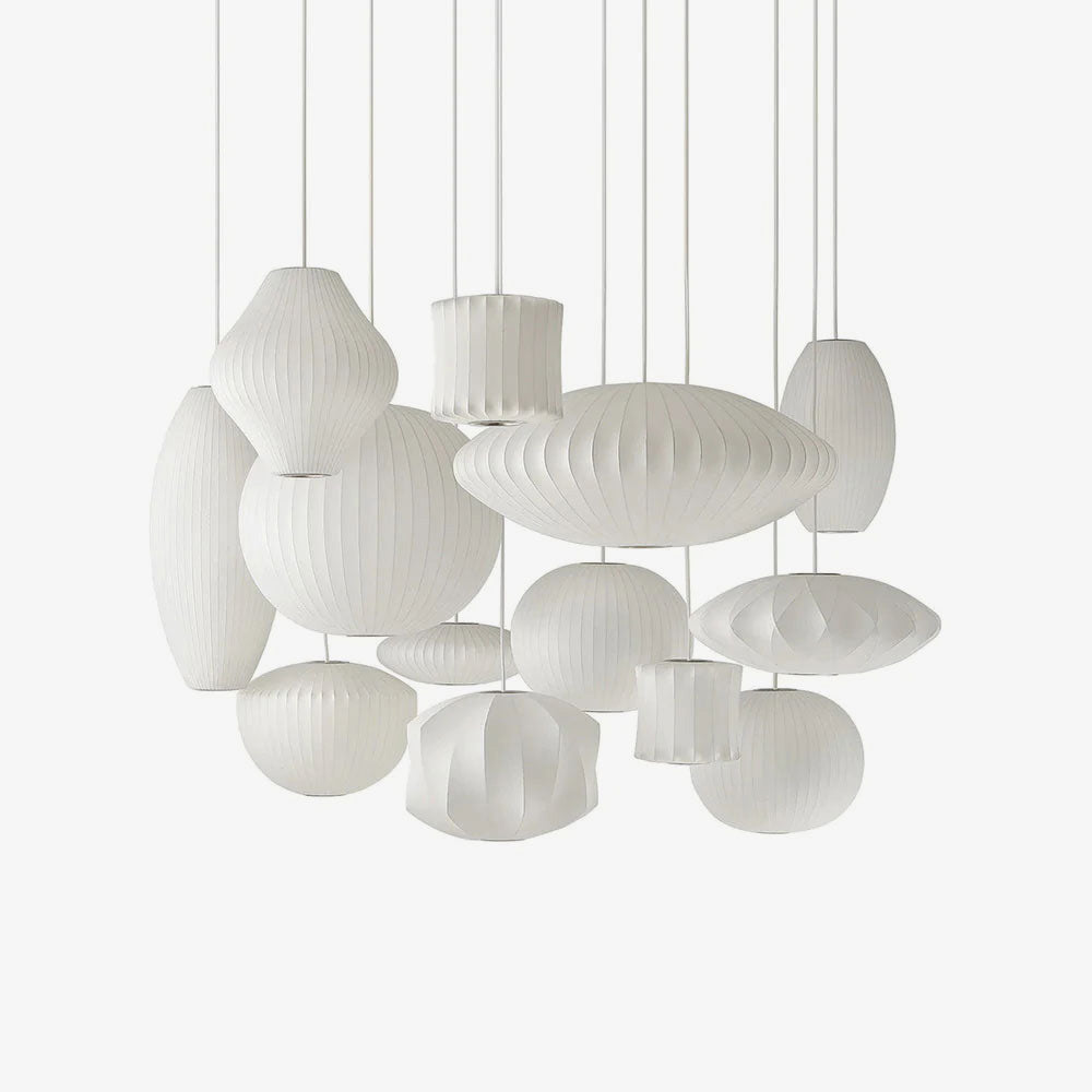 Nordic White Lantern Saucer Pendant Light For Living Room - Cueteks