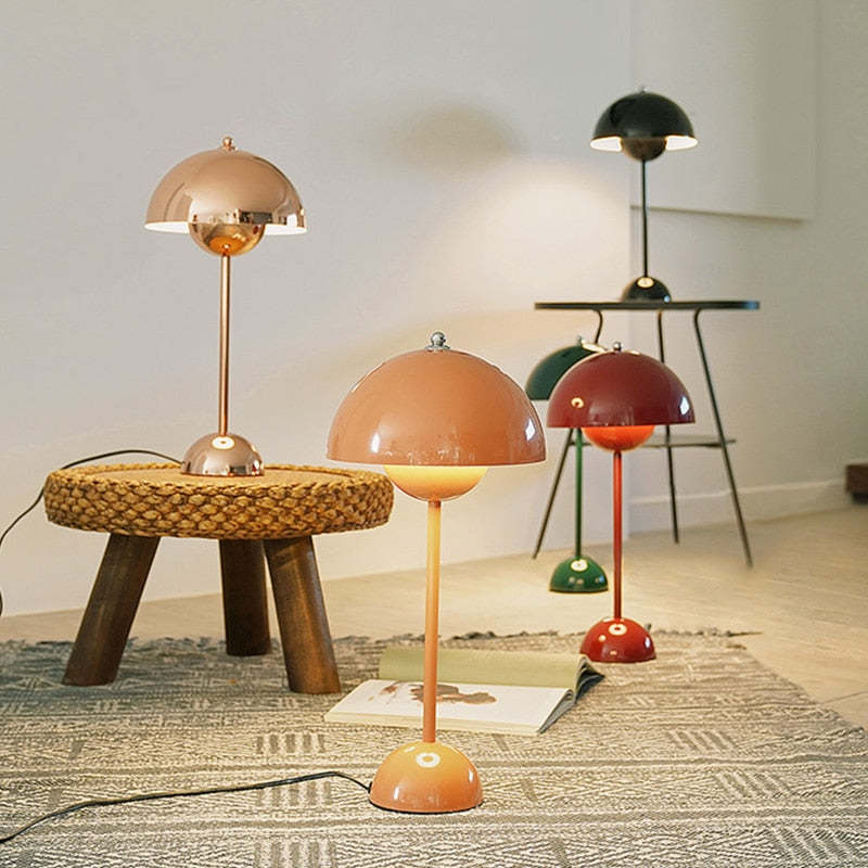 Morandi Mushroom Table Lamp, Rechargeable, Multi Colors, Metal - Cueteks