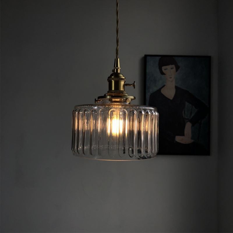 Vintage Stunning Cylinder Glass Pendant Light - Cueteks