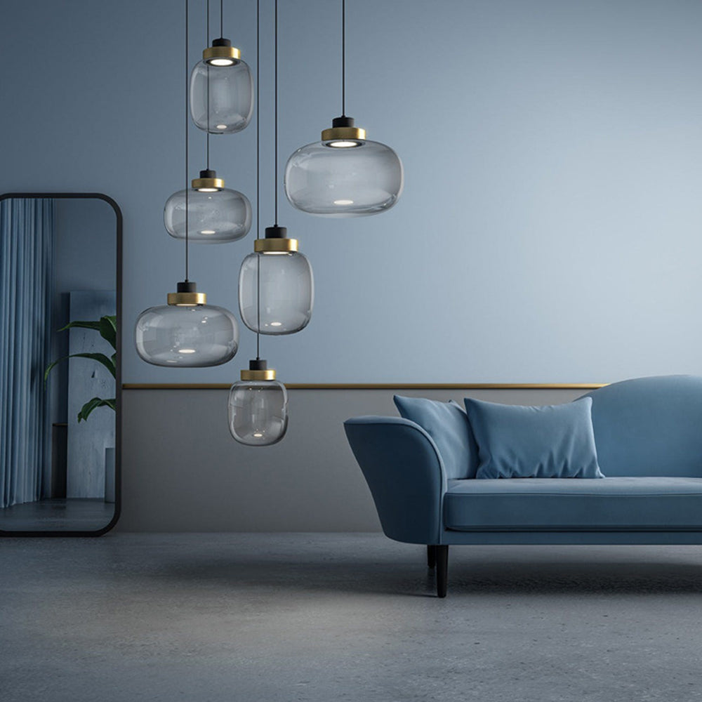 Minimalist Glass Smoke Gray Pendant Light - Cueteks