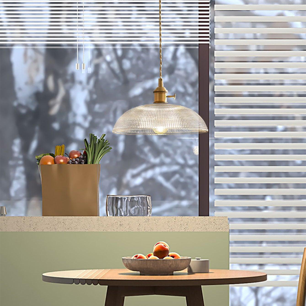 Vintage INS Glass Ribbed Pendant Light - Cueteks