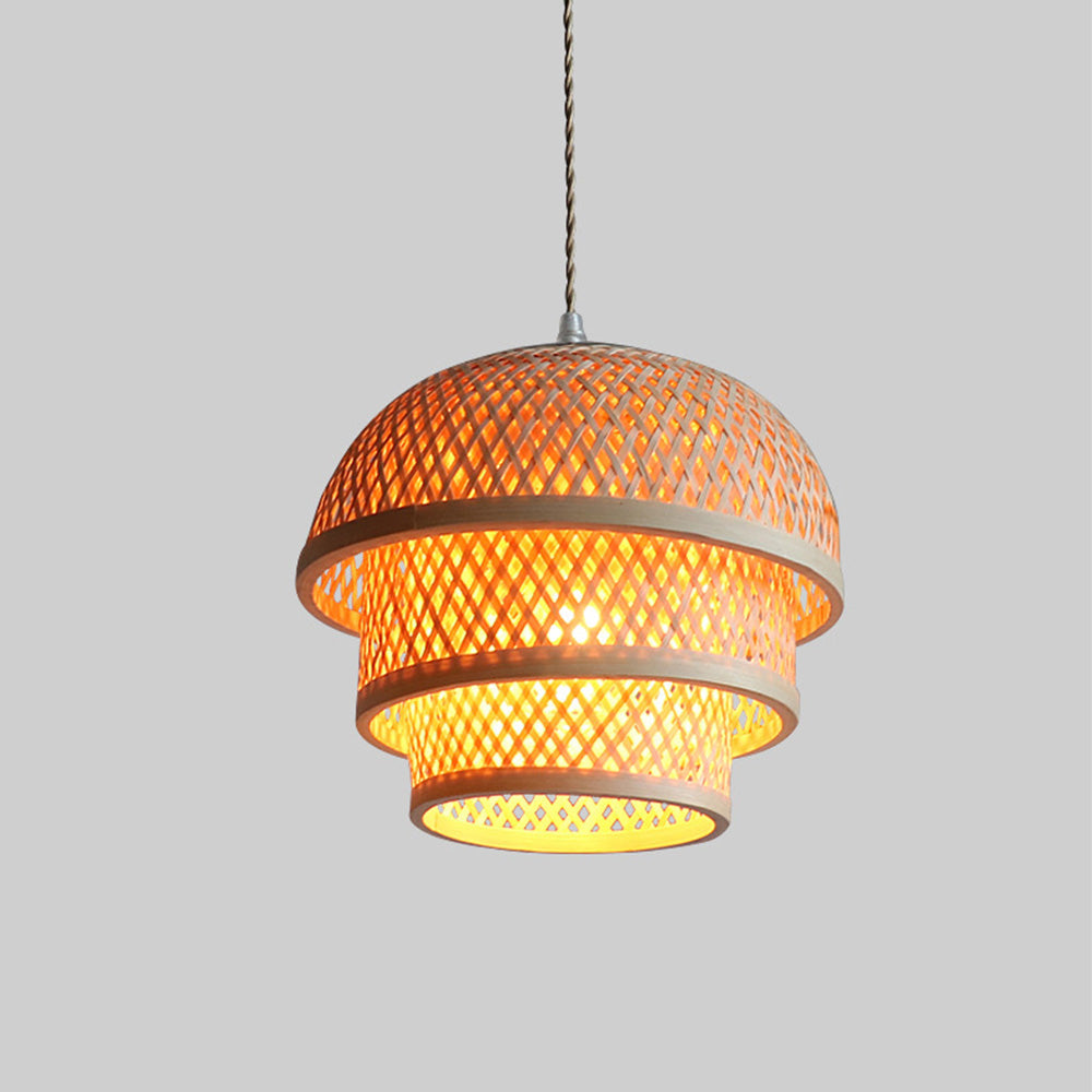 Bamboo Natural Basket Island Pendant Light - Cueteks