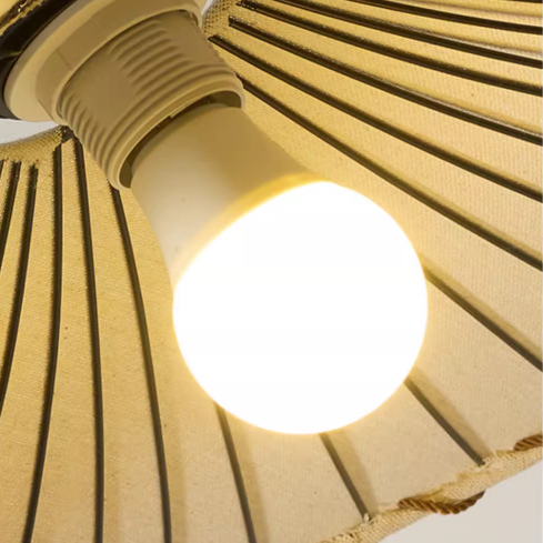 Wabi-Sabi Vintage Lotus Leaf Fabric Pendant Light - Cueteks