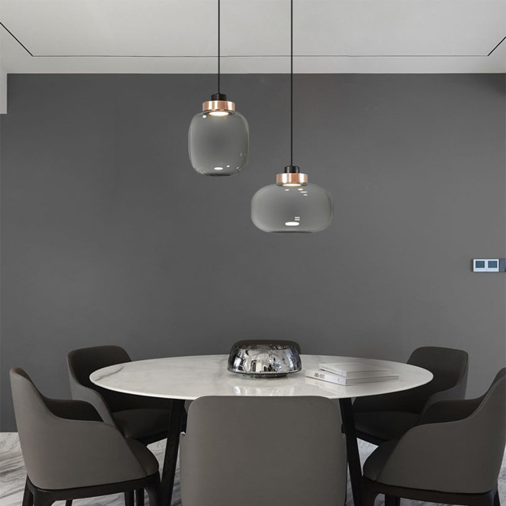 Minimalist Glass Smoke Gray Pendant Light - Cueteks