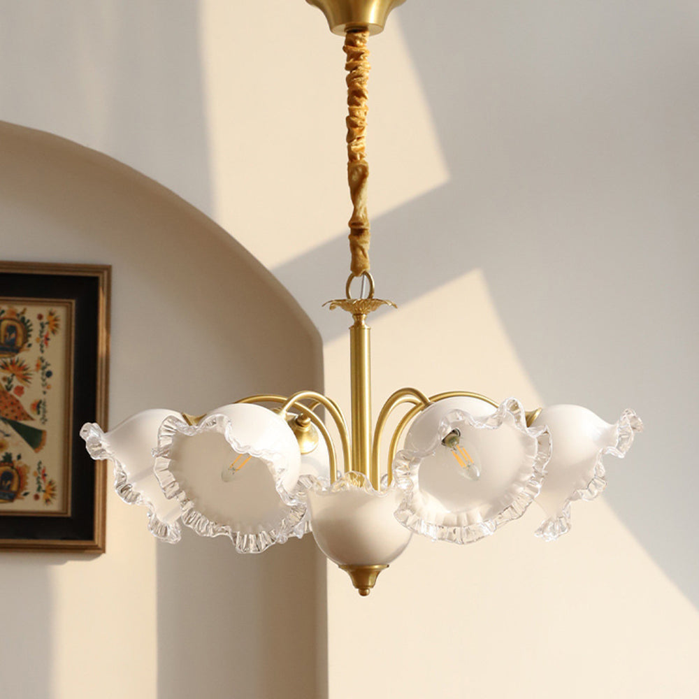 Large Flower Shape Copper Ceiling Chandelier - Cueteks