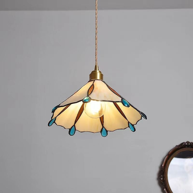 Retro Stained Glass Tiffany Pendant Light - Cueteks