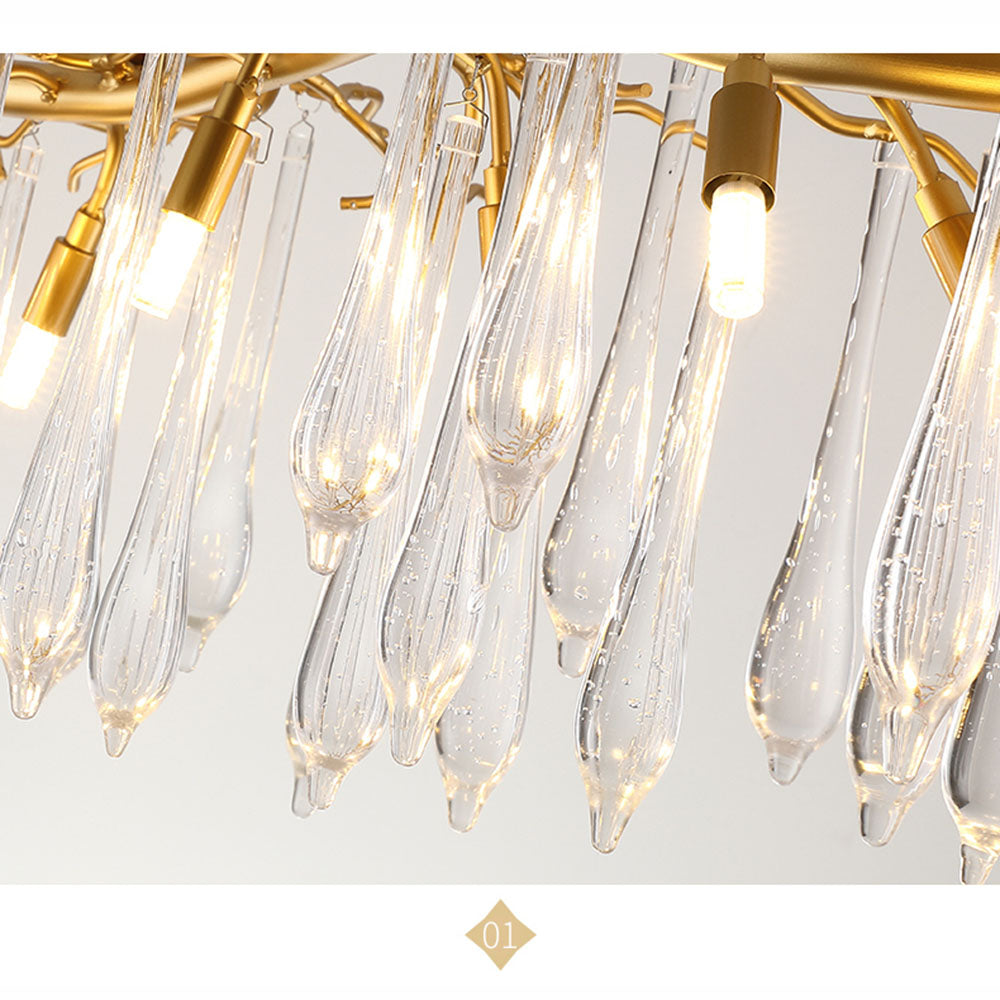 Modern Glass Teardrop Tiered Chandelier - Cueteks