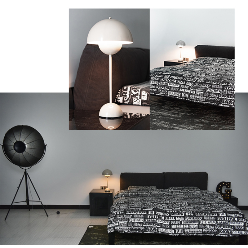 Morandi Mushroom Table Lamp, Rechargeable, Multi Colors, Metal - Cueteks