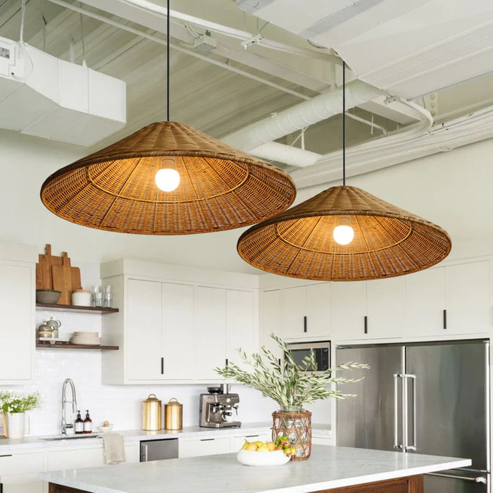 Farmhouse Handmade Rattan Pendant Light - Cueteks