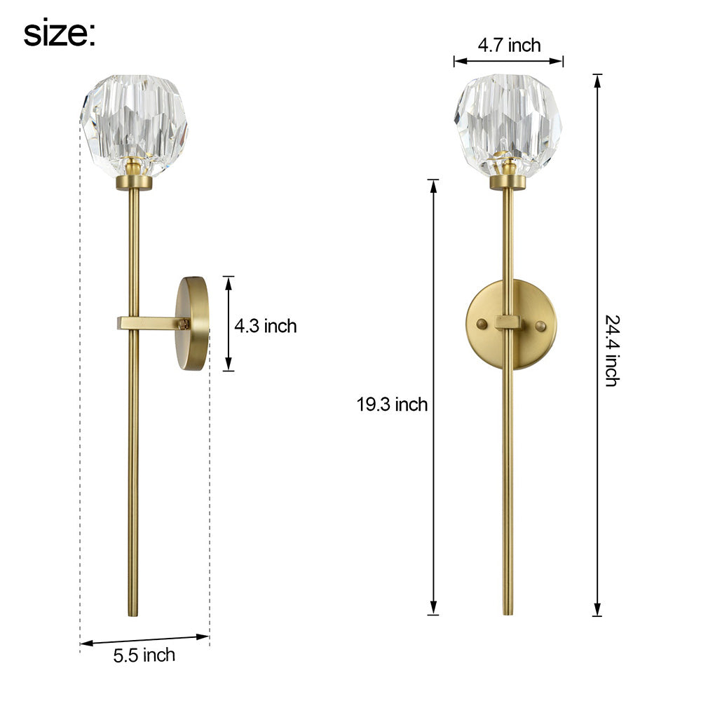 Modern Crystal Ball Mounted Antique Brass Wall Lamp - Cueteks