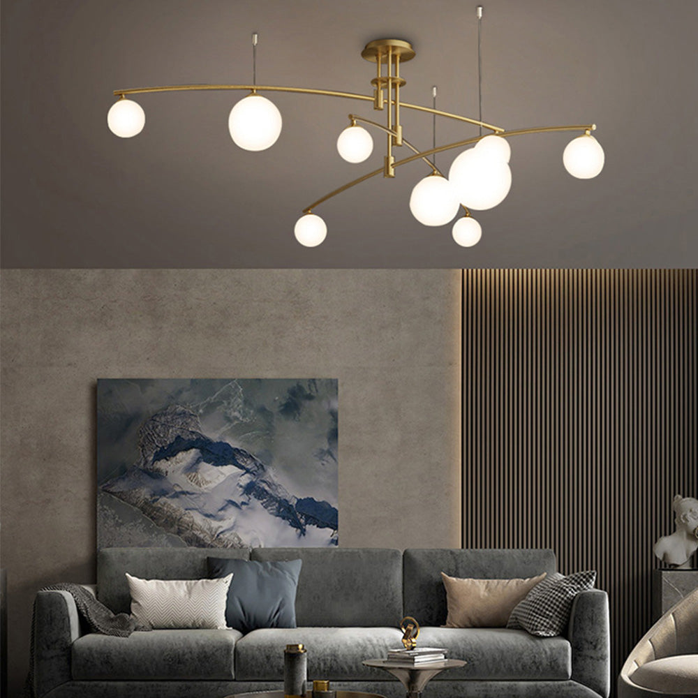Modern Nordic Glass Ball Semi Flush Chandelier - Cueteks