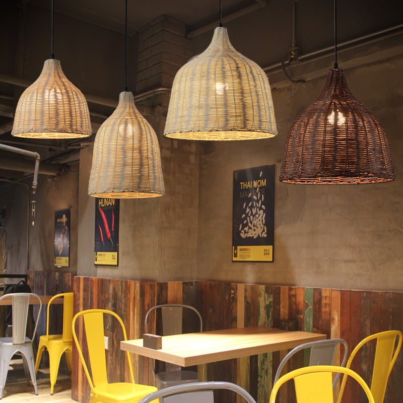 Bamboo Rattan Basket Pendant Light For Kitchen - Cueteks