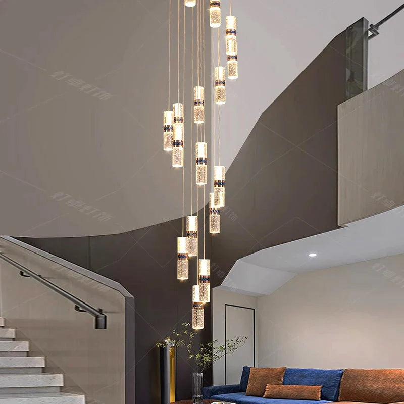 Luxury Crystal Staircase Long Chandelier - Cueteks