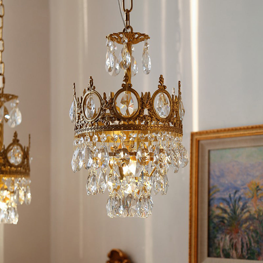 Retro French Gold Crystal Chandelier - Cueteks