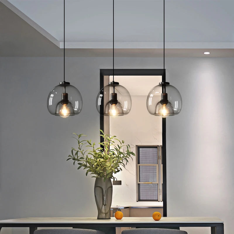Handblown Stained Glass Orb Pendant Light Lampshade - Cueteks