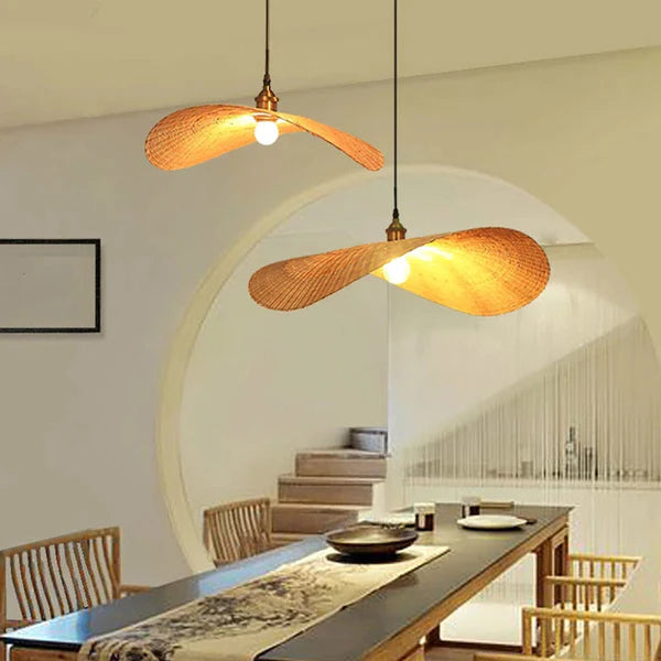 Handmade Natural Bamboo Wicker Pendant Lamp For Living Room - Cueteks