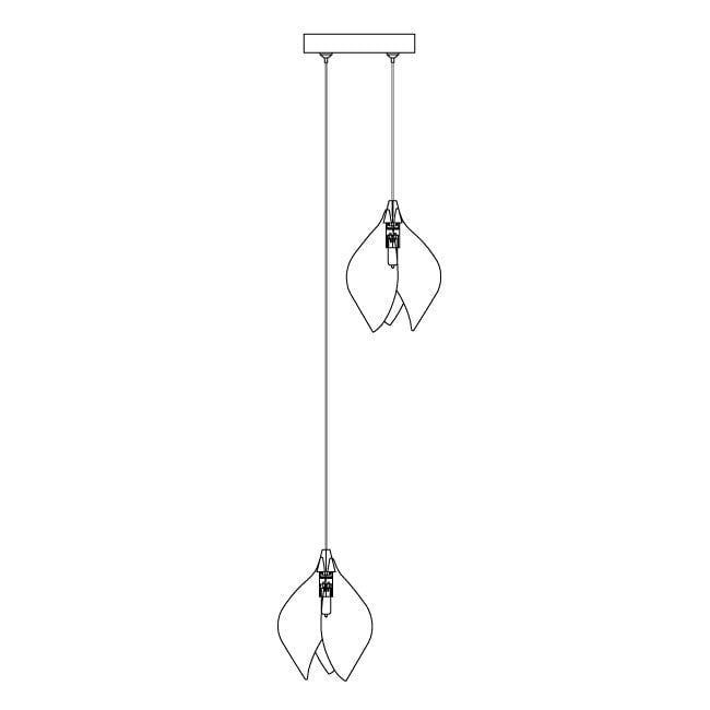 Line drawing of a ceiling plate with two flower buds at different heights