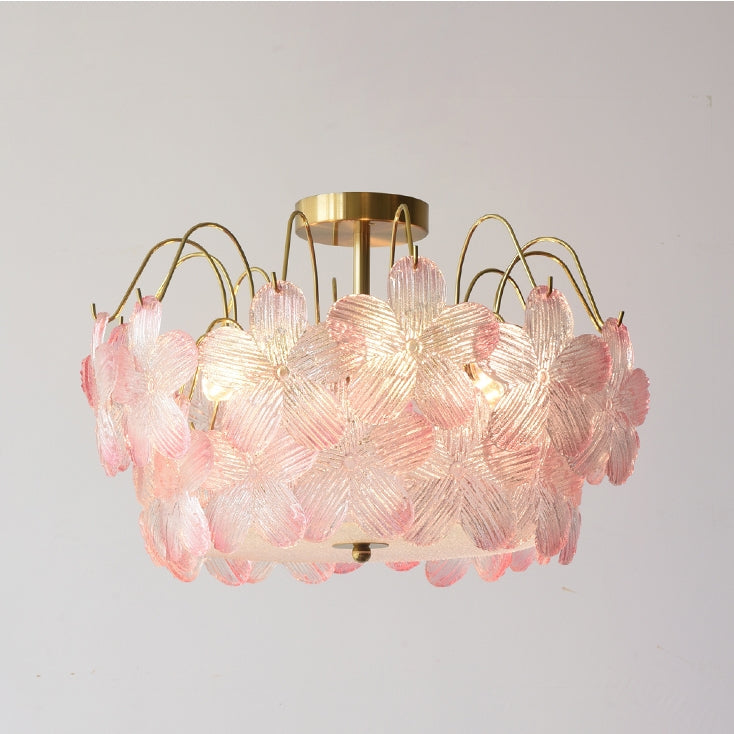 Classic Flower-Shaped Stained Glass Chandelier for Living Room - Cueteks