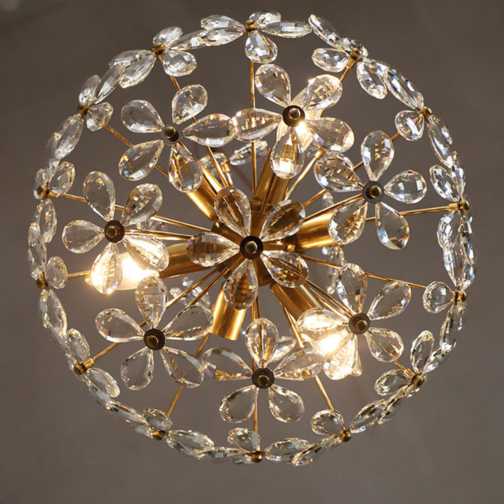 Luxury Crystal Bouquet Brass Chandeliers - Cueteks