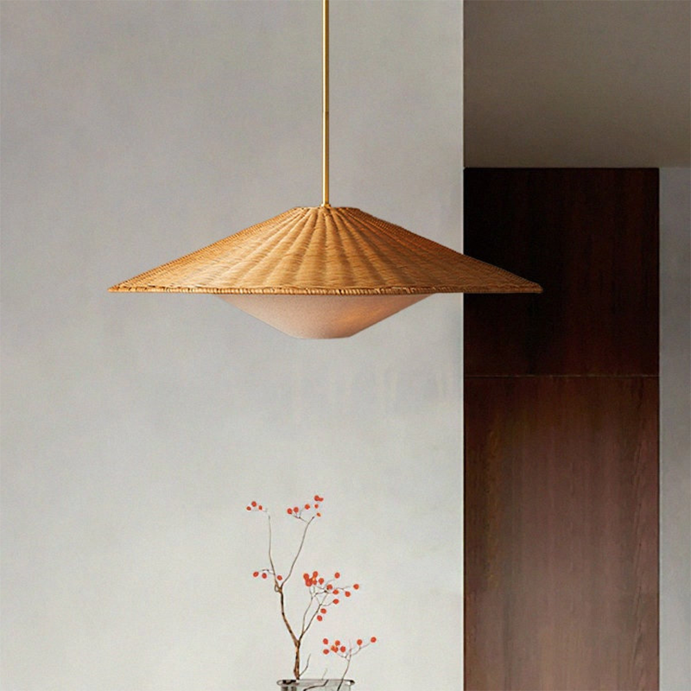 Retro Rattan Handwoven Zen Pendant Light - Cueteks