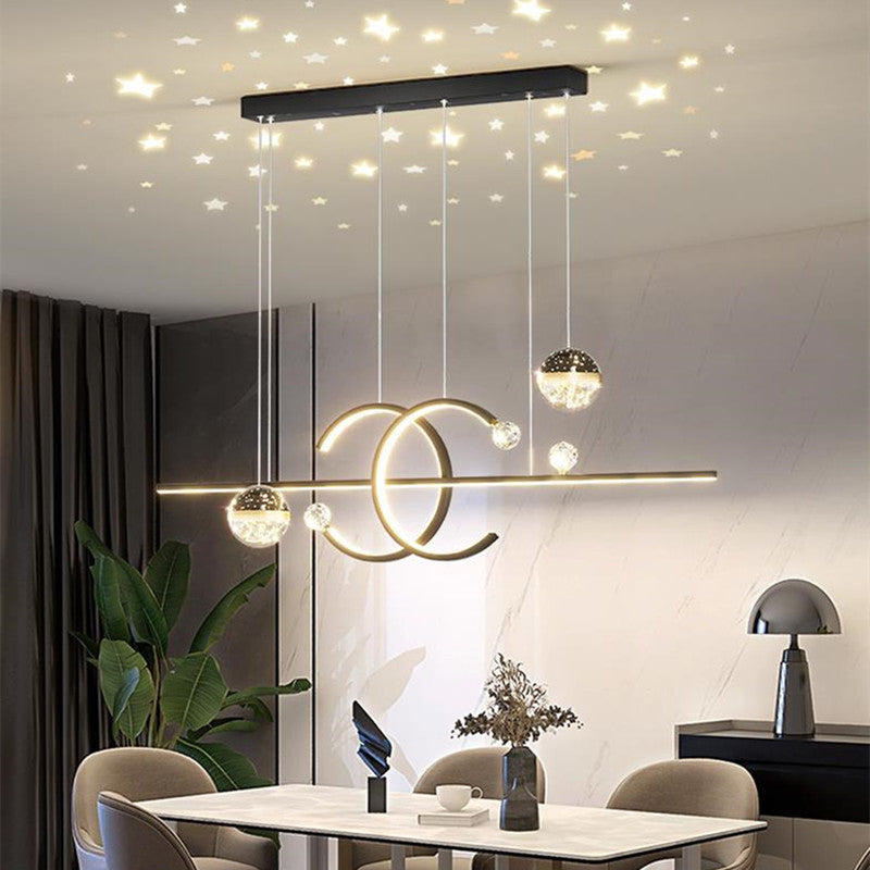 Madina Moderne Lineare LED Kronleuchter Sternenhimmel Pendelleuchte für Esszimmer - Cueteks