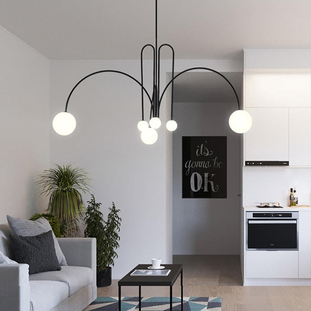 Art Deco Glass Ball Chandelier - Cueteks