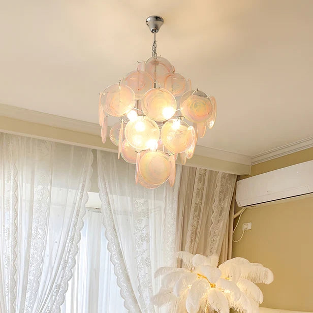Pink Murano Glass Chandelier for Living Room - Cueteks