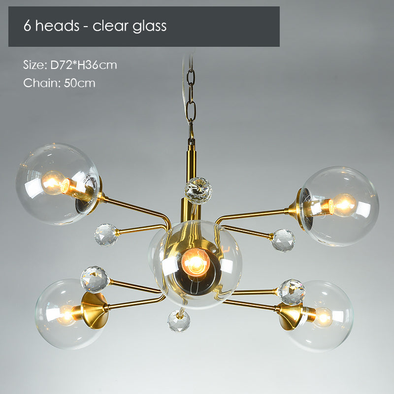 Gold Glass Modern LED chandelier - Cueteks
